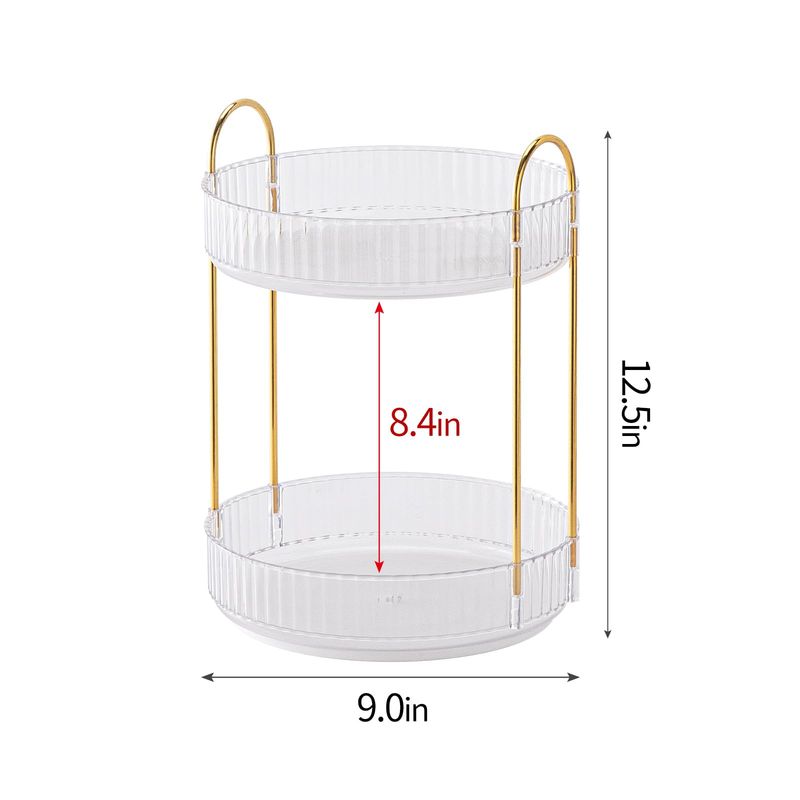 360 Rotating Makeup Organizer, High-Capacity Skincare Clear Storage, Perfume Organizers, Spinning Cosmetic Dresser Organizer, Countertop Vanity Organizer, for Bathroom, Dresser (Transparent,2-Tier)