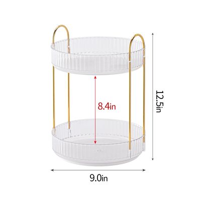 360 Rotating Makeup Organizer, High-Capacity Skincare Clear Storage, Perfume Organizers, Spinning Cosmetic Dresser Organizer, Countertop Vanity Organizer, for Bathroom, Dresser (Transparent,2-Tier)