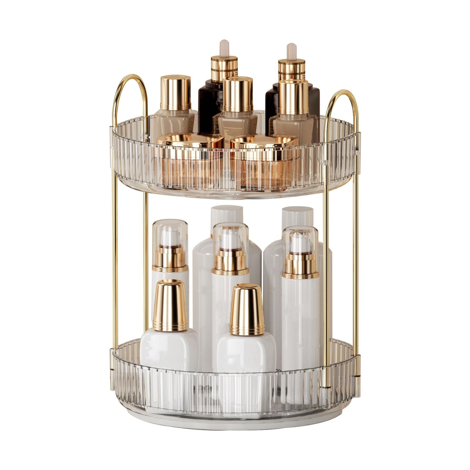 360 Rotating Makeup Organizer, High-Capacity Skincare Clear Storage, Perfume Organizers, Spinning Cosmetic Dresser Organizer, Countertop Vanity Organizer, for Bathroom, Dresser (Transparent,2-Tier)