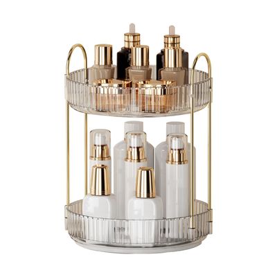 360 Rotating Makeup Organizer, High-Capacity Skincare Clear Storage, Perfume Organizers, Spinning Cosmetic Dresser Organizer, Countertop Vanity Organizer, for Bathroom, Dresser (Transparent,2-Tier)