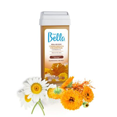 Depil Bella Brazilian Roll On Wax Chamomile and Calendula Depilatory | Body Waxing, Hair Removal Wax-Cartridge | Men and Women | Home Self Waxing | Sensitive Skin | Dermatologically Tested | Painless
