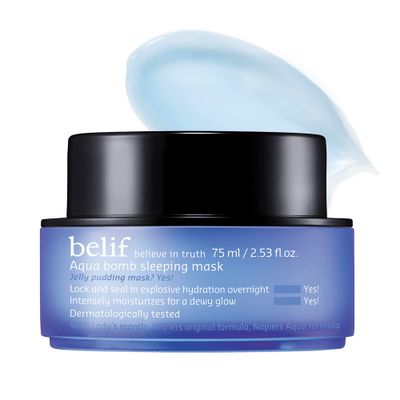 belif Aqua Bomb Sleeping Mask, Overnight Moisturizer &amp; Face Mask, Lightweight, Hydrating &amp; Plumping, Good for Dryness, For Normal, Oily, Dry, Combination Skin Types