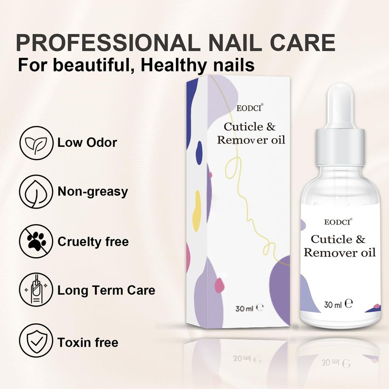 EODCI 30ml Organic Nail Cuticle Oil, Natural Nail Oil for Growth and Strength Damaged Nails Natural Blend Of Jojoba, Vitamin E, Castor and Sweet Almond Oils Exfoliating Nail Care Cuticle Removal