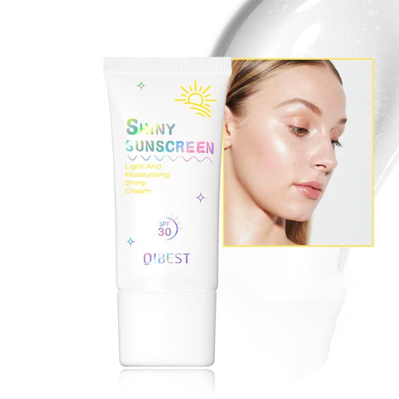 Easilydays Shimmer Face Primer with Sunscreen, SPF 30, Highlighting Fine Glitter Brightening + Sun Protection, Moisturizing Sunscreen, Natural &amp; Refreshing, Oil-Controlling,Non-Greasy Isolation Primer