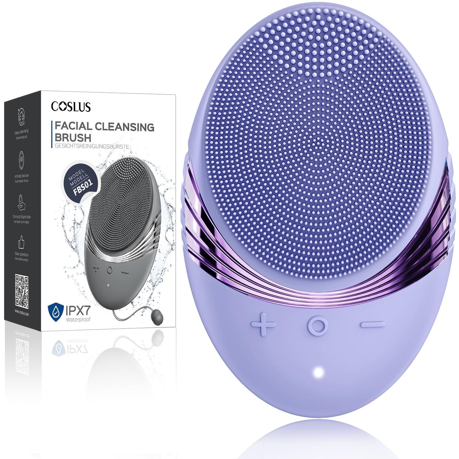 Face Scrubber Facial Cleansing Brush : COSLUS Portable Silicone Waterproof Rechargeable Face Wash Brush, 5 Cleansing Modes, Electric Deep Cleaning for Men &amp; Women, Removing Blackhead, Exfoliating