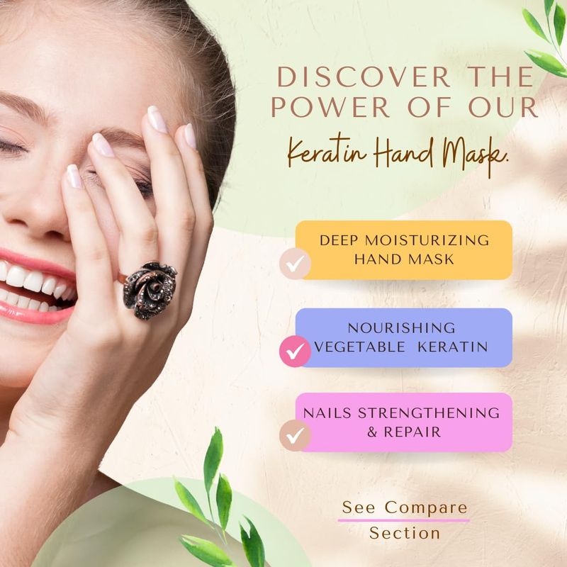 Bodipure Premium Hand Mask Keratin Gloves | Moisturizing Gloves for Dry Hands &amp; Nail-Strengthening &amp; Cuticle Softening | Spa Experience at Home | Chemical Free &amp; For All Skin Types | 12 Pairs
