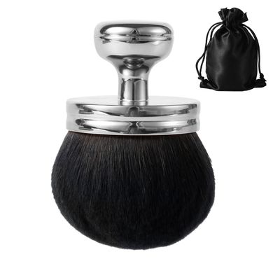 Body Makeup Brush, Extra Large Blend &amp; Blur Self Tanning Brush Professional Foundation Tanner Brush Sunscreen Tan Brush Applicator Oval Face Makeup Brush with Drawstring Bag for Face &amp; Body (Silver)