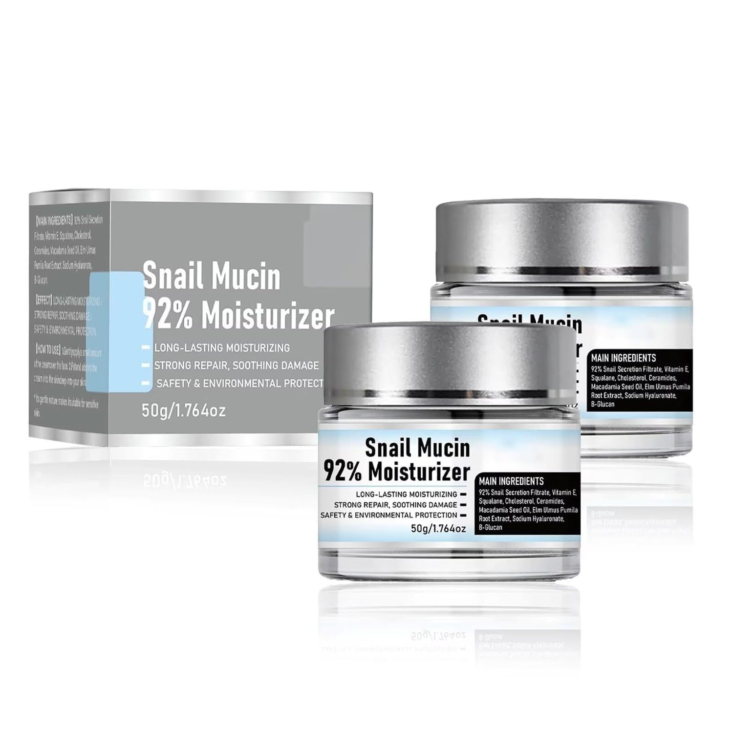 GOCAYRRY 2PCS Snail Mucin 92% Moisturizer Daily Face Gel Cream,Snail Mucin 92% Hydrating Repair Cream, Suitable for Adult and All Skin Types
