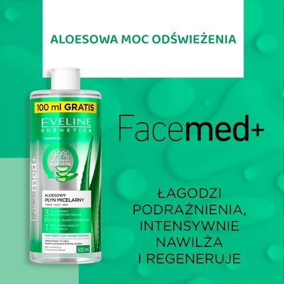 Eveline Cosmetics Facemed Micellar Water with Aloe 400ml Alkohol Free All skin types also Sensitive