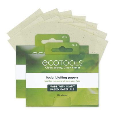 EcoTools Natural Oil Absorbing Facial Blotting Papers, Plant-Based Materials, Makeup Friendly, Removes Excess Oil, Travel Sized, Easy To Use, Perfect For Oily &amp; Shiny Skin, 200 Sheet Count