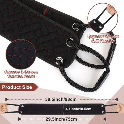Exfoliating Back Scrubber with Upgraded Handles, 38.5 Inch Double-Sided Body Scrub Bath Exfoliator, Exfoliating Washcloth for Use in Shower, Back Washer to Deep Clean Your Skin for Men &amp; Women (Black)