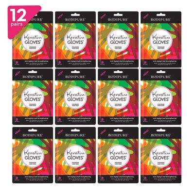 Bodipure Premium Hand Mask Keratin Gloves | Moisturizing Gloves for Dry Hands &amp; Nail-Strengthening &amp; Cuticle Softening | Spa Experience at Home | Chemical Free &amp; For All Skin Types | 12 Pairs