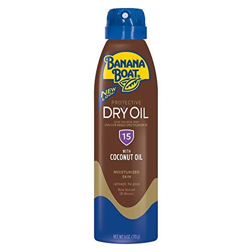 Banana Boat Protective Tanning Dry Oil Clear Spray Sunscreen SPF 15, Oxybenzone Free Sunscreen, 6oz Pack of 3, Packaging may vary