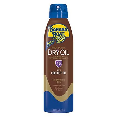 Banana Boat Protective Tanning Dry Oil Clear Spray Sunscreen SPF 15, Oxybenzone Free Sunscreen, 6oz Pack of 3, Packaging may vary