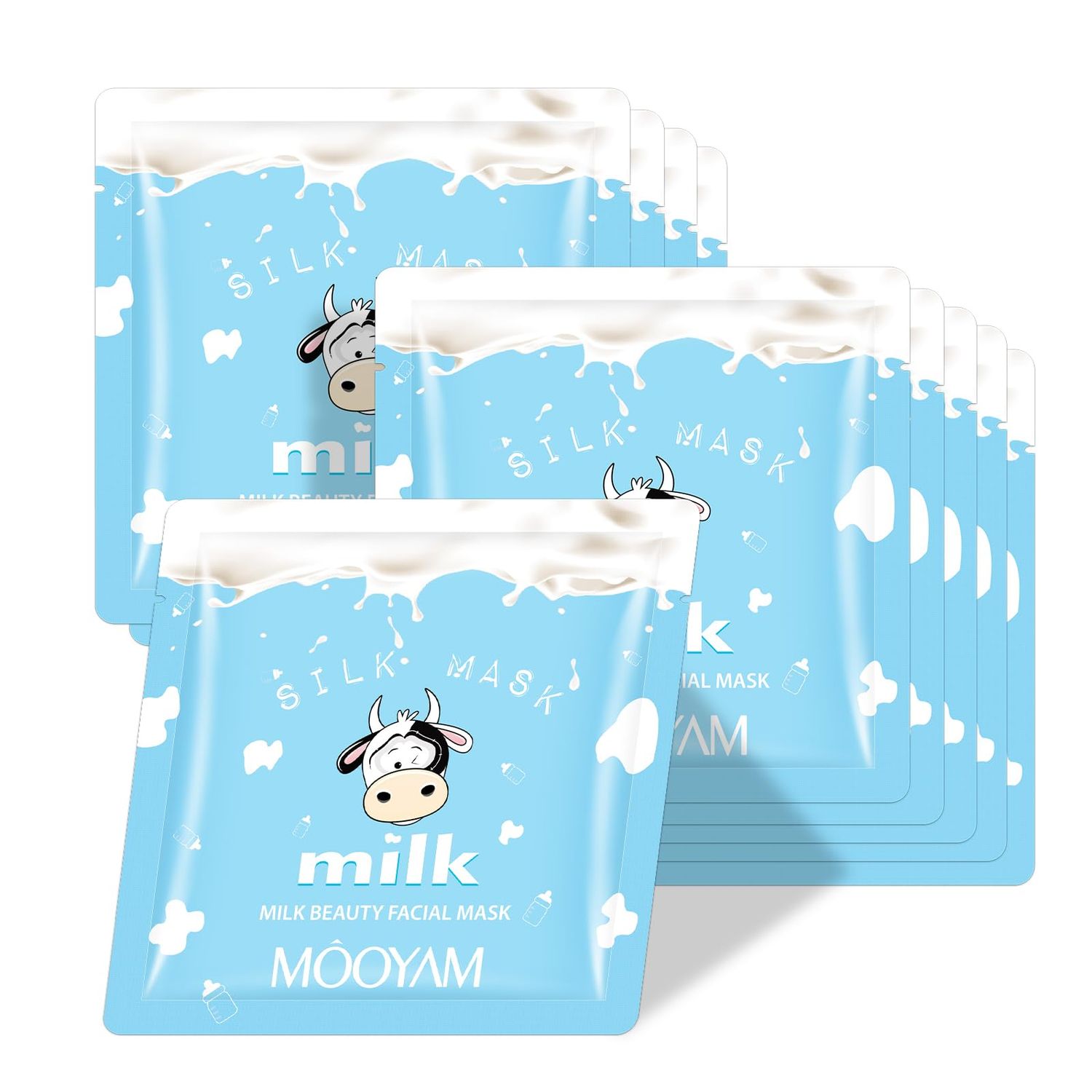 GUOYAOLIFU 10PCS Nourishing Milk Face Mask - Hydrating and Moisturizing Skincare Replenish and Restore Dry Skin Skin Care for Women Girl Men