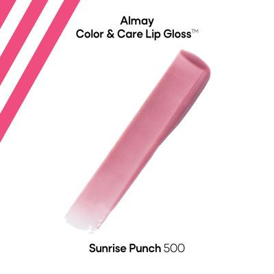 Almay Color &amp; Care Hydrating Lip Gloss, Soft Natural Hues, Prebiotic Complex, Hyaluronic Filling-Sphere Technology, 500 Sunrise Punch, 0.1 Fl Oz