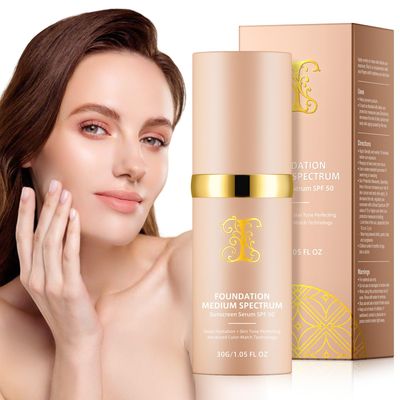 Foundation 4 in 1 - Medium Spectrum with SPF 50+, Anti-Aging, Concealer, Sun Protection, Hydrating Color Changing Foundation Makeup Liquid - Longwearing &amp; Waterproof for Sport, Dancing (Gym, 30ml)