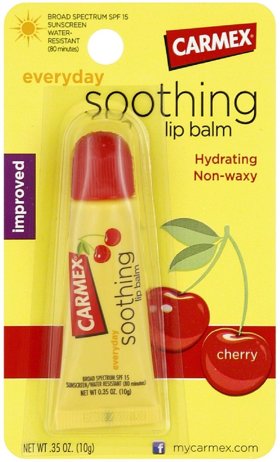 Carmex Soothing Everyday Lip Balm, Cherry 0.35 oz (Pack of 6)