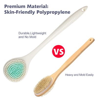 BEDELITE Back Bath Brush Long Handle for Shower - Soft Shower Brush for Men &amp; Women,Back Brush Scrubber(16.4" Long), Skin Exfoliator for Bath Scrubber Body Brush(Ivory)