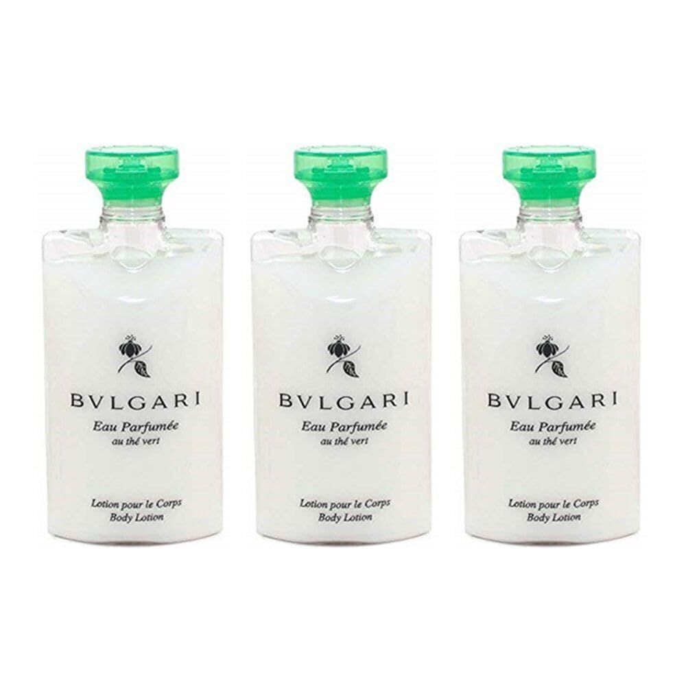 BVLGARI Au The Vert (Green Tea) Lotion - Set of 3, 2.5 Fluid Ounces Bottles