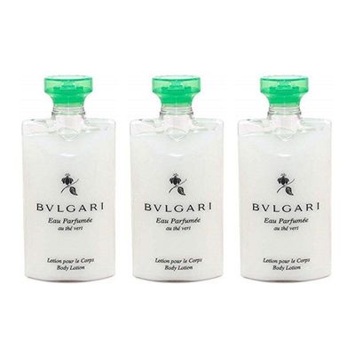 BVLGARI Au The Vert (Green Tea) Lotion - Set of 3, 2.5 Fluid Ounces Bottles