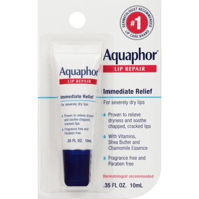Aquaphor Lip Repair Ointment - Long-lasting Moisture to Soothe Dry Chapped Lips - .35 fl. oz. Tube