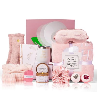 Birthday Gifts for Women, Get Well Soon Gifts for Women, Self Care Gifts for Women,10 Pcs Spa Gifts Basket with Luxury Flannel Blanket and Tumbler, Unique Valentine&#39;s Day Gifts Idea for women
