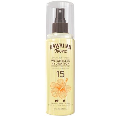 Hawaiian Tropic Weightless Hydration Dry Oil Sunscreen Mist SPF 15, 5oz | Sunscreen Oil, Dry Oil Sunscreen Spray, Hawaiian Tropic Sunscreen SPF 15, Oxybenzone Free Sunscreen, 5oz
