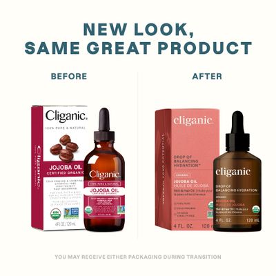 Cliganic Organic Jojoba Oil, 100% Pure (4oz) | Moisturizing Oil for Face, Hair, Skin &amp; Nails | Natural Cold Pressed Hexane Free | Base Carrier Oil (Packaging May Vary)