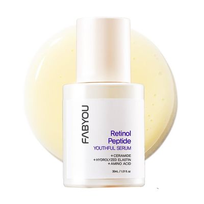 FABYOU Retinol Peptide Youthful Serum 1.01 Oz - Firming, Lifting with Retinol, Peptides, Ceramide &amp; Panthenol. Wrinkle Reduction, Fast Absorbing - Korean Skin Care