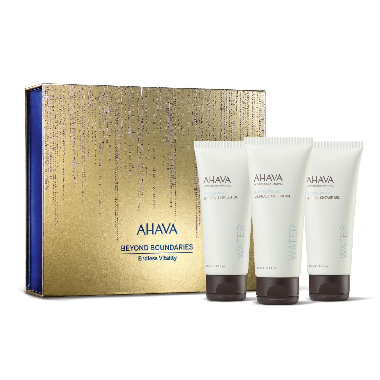 AHAVA Endless Vitality Gift Set - Includes Mineral Body Lotion, Mineral Hand Cream, Mineral Shower Gel 3 x 3.4 Fl.Oz &amp; Sample Crystal Osmoter X6 Serum