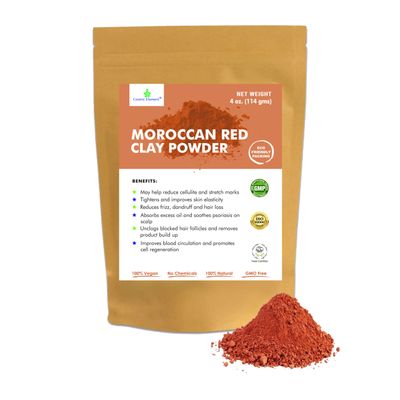 Cosmic Element Moroccan Red Clay Powder - Red Clay Powder for Skin | Suitable for Face, Body Wraps &amp; Hair Care | Clay Mask for Face | Red Clay Masks, Wraps, Scrubs, Soaps, Bath Bombs &amp; Detox - 4 oz