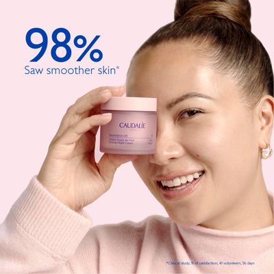Caudalie Resveratrol-Lift Retinol Alternative Firming Night Cream Moisturizer, Refillable Jar 1.6 oz