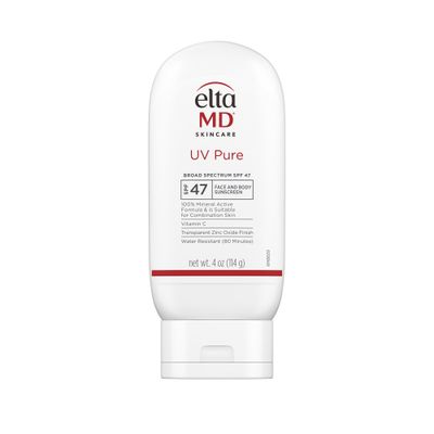 EltaMD UV Pure Face and Body Sunscreen, SPF 47 Mineral Sunscreen for Kids and Adults, Water Resistant Up to 80 Minutes, 4.0 oz Sun Screen Tube