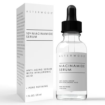 Asterwood Niacinamide Serum for Face - Anti-Aging, Pore Minimizing, Hydrating - Vitamin B3 Facial Serum - with Hyaluronic Acid - Tone, Texture - 10% Niacinamide - 29 ml/1 oz