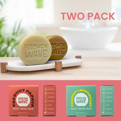 Broken Wave Body Wash Bar Soap | Moisturize, Nourish, Hydrate, Soothe All Skin Types | Natural Fragrance | Vegan, Cruelty-Free, Sulfate-Free, Paraben-Free, Plastic-Free | Made in USA (2 Pack)