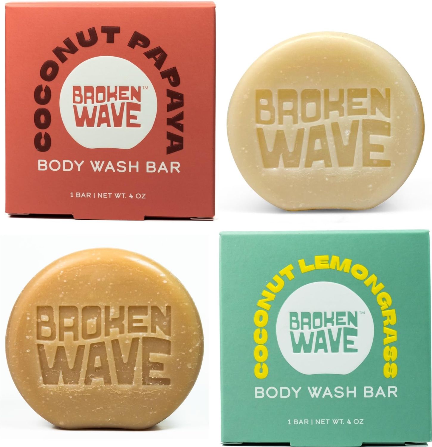 Broken Wave Body Wash Bar Soap | Moisturize, Nourish, Hydrate, Soothe All Skin Types | Natural Fragrance | Vegan, Cruelty-Free, Sulfate-Free, Paraben-Free, Plastic-Free | Made in USA (2 Pack)