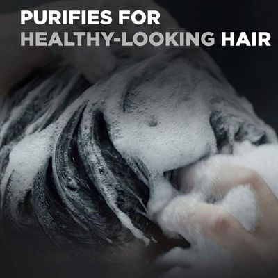 DOVE MEN + CARE Shampoo Charcoal + Clay 3 Count For Healthy-Looking Hair Naturally Derived Plant Based Cleansers 25.4 oz