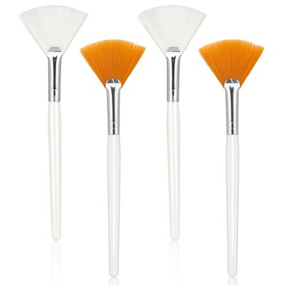 4 Pcs Fan Brushes Esthetician, Fan Brushes for Facials, Soft Facial Applicator Brushes, Makeup Fan Brush Tool for Mud Cream, Highlighting and Blush