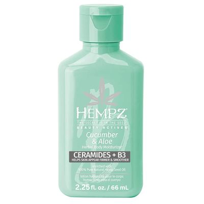 Hempz Body Lotion - Cucumber &amp; Aloe Limited Edition Mini Daily Moisturizing Cream, Shea Butter, Aloe, Body Moisturizer - Skin Care Products, All Natural Hemp Seed Oil - Travel Size 2.25 Fl Oz