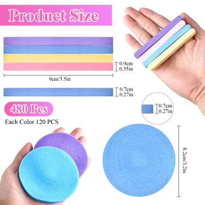 Elesunory 480 Pcs Compressed Facial Sponges Bulk, PVA Face Sponges for Cleansing, Small Round Facial Removal Sponge, Reusable Facial Sponges for Washing Face, Makeup, Facial Sponges for Estheticians