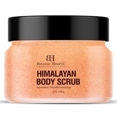 Botanic Hearth Himalayan Salt Body Scrub with Lychee Oil, Exfoliating Body Scrub act as Body Exfoliator &amp; helps with Moisturizing Skin, Acne, Cellulite, Dead Skin Scars, Wrinkles 12 oz