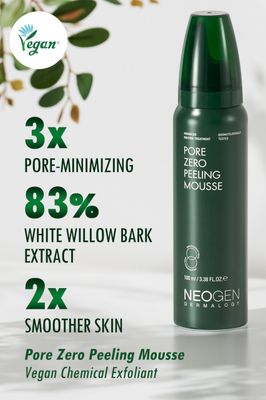 [K-Beauty] Neogen Dermalogy Pore Zero Peeling Mousse | All-in-One Foaming Exfoliating Face Wash Visibly Firming, Tightening &amp; Lifting Skin 3.38 fl oz