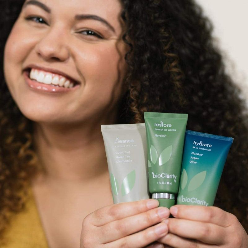 BioClarity 3-Step Essentials Skin Routine for Normal &amp; Oily Skin Types | Cleanse, Restore and Moisturize | Gentle Clean and Hydrate Face | 100% Clean, Vegan Ingredients (Full Size)
