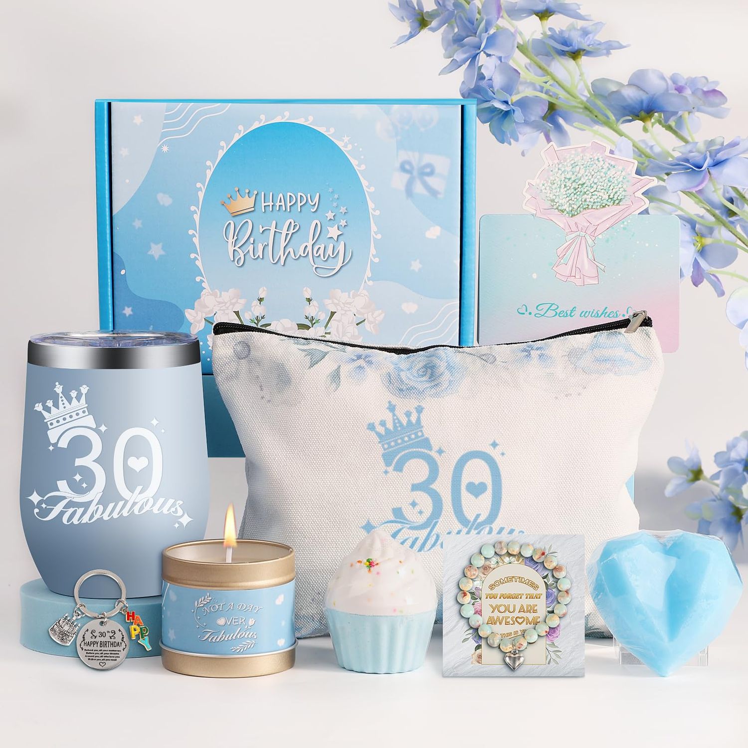 30th Birthday Gifts for Women,30th Birthday Gifts Ideas Baskets,9 Pieces Unique 30th Birthday Gifts,Relaxation Gifts for Women Mom,Wife,Girlfriend,Sister,Friends,Her