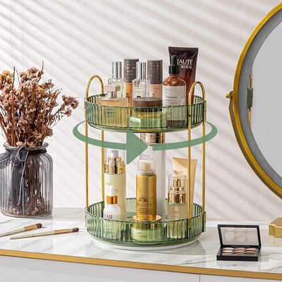 360 Rotating Makeup Organizer for Vanity, Easy to Assemble Spinning Bathroom Counter Organizer, Large Capacity Skincare Perfume Organizers Cosmetics Storage Box, Fits Countertop Vanity and Bathroom