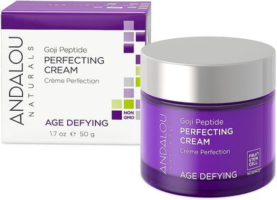 Andalou Naturals Goji Peptide Perfecting Cream, Age Defying Face Cream, Resveratrol CoQ10 Face Moisturizer, Supports Skin Collagen and Elastin &amp; Helps Fight Fine Lines &amp; Wrinkles, 1.7 fl oz