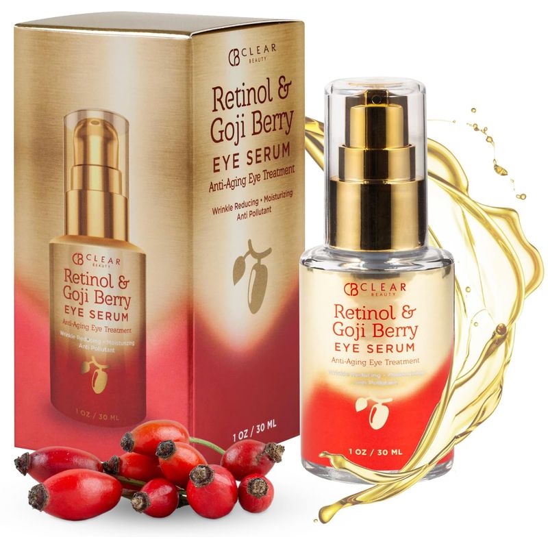 Clear Beauty Retinol &amp; Goji Berry Under Eye Serum - Dermatologist Tested, Diminishes Fine Lines, Wrinkles, Eye Bags &amp; Dark Circles , Clean Beauty, Cruelty-Free Korean Skin Care - All Skin Types