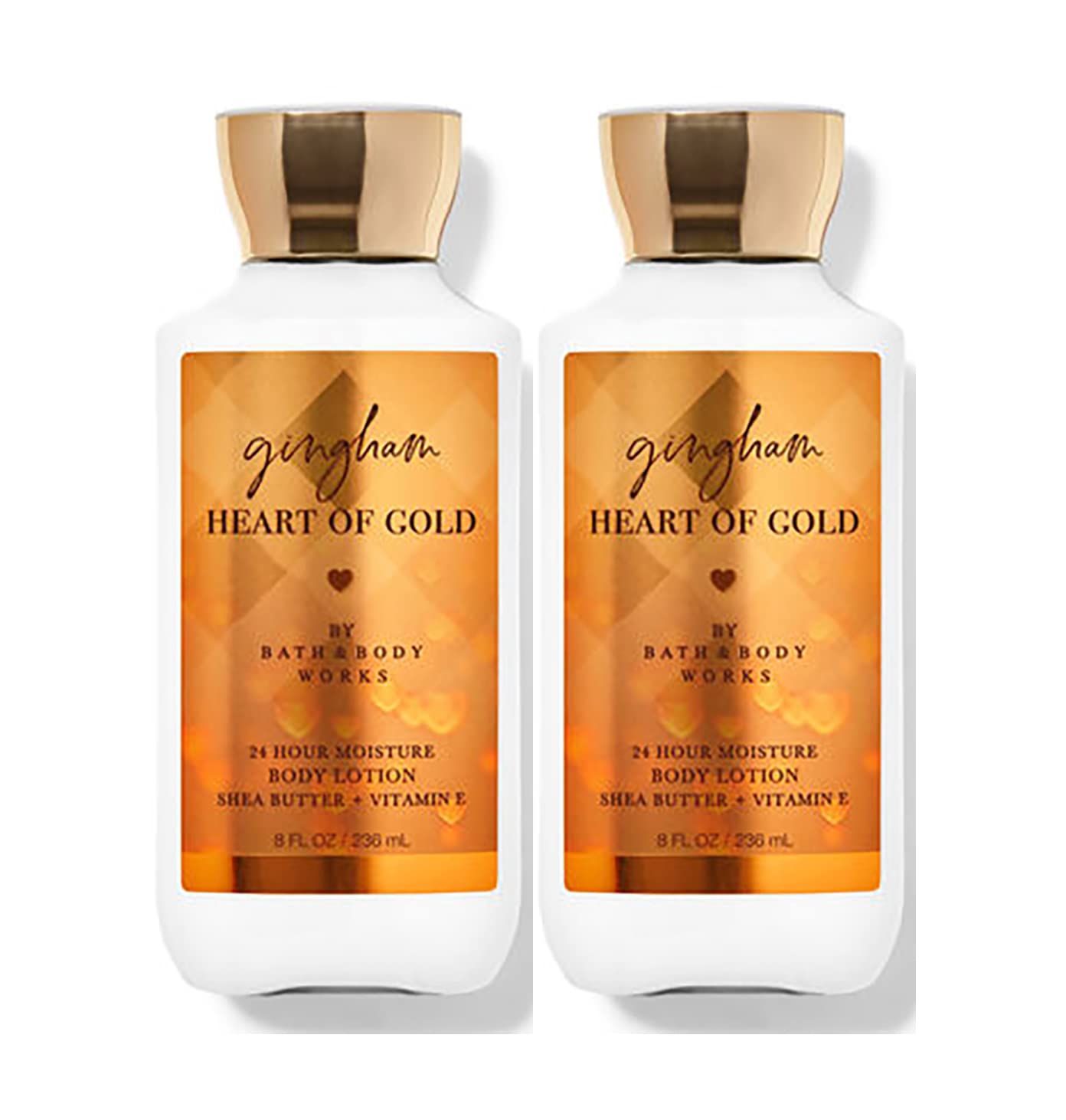 Bath &amp; Body Works and Gingham Heart of Gold Super Smooth Lotion Sets Gift For Women 8 Oz -2 Pack (Gingham Gold), 4 Fl (Pack 2), 8.0 Oz, fluid_ounces, ounces