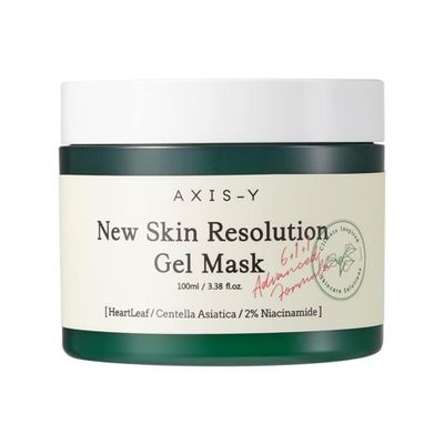AXIS-Y New Skin Resolution Gel Mask with 2% Niacinamide, Heartleaf, Fig &amp; Mugwort | Calming &amp; Brightening Care for Uneven Skin Texture | Vegan &amp; Cruelty-Free Korean Skin Care | 100ml / 3.38 fl. Oz.